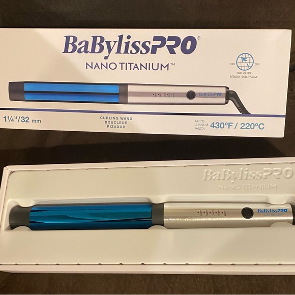 BaBylissPRO Nano Titanium Blue Curling Wand 1 1/4 inch - Picture 3 of 9